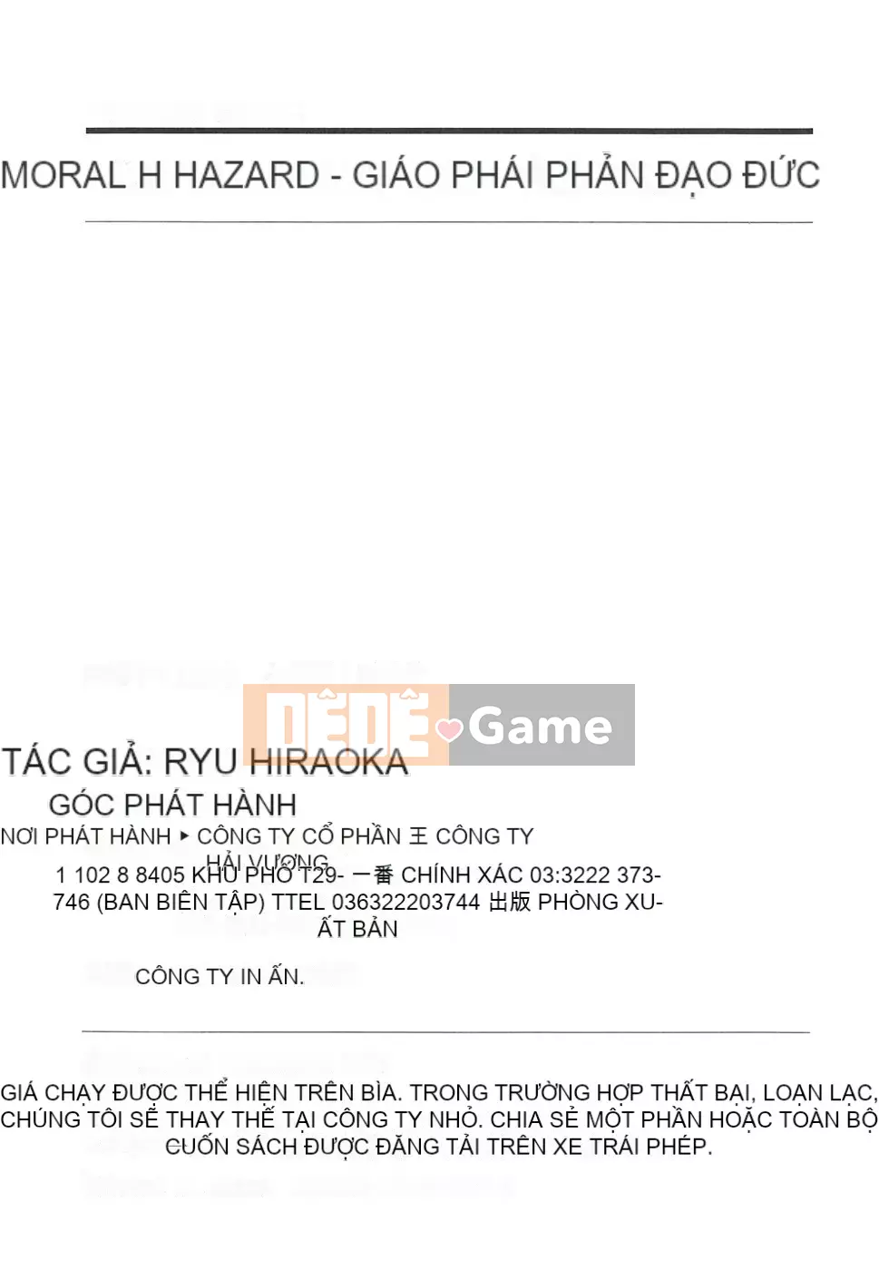 [Hiraoka Ryuichi] NGUY HIỂM ĐẠO ĐỨC ~ Nhà thuyết giáo vô đạo đức ~ [Hanhua Book]