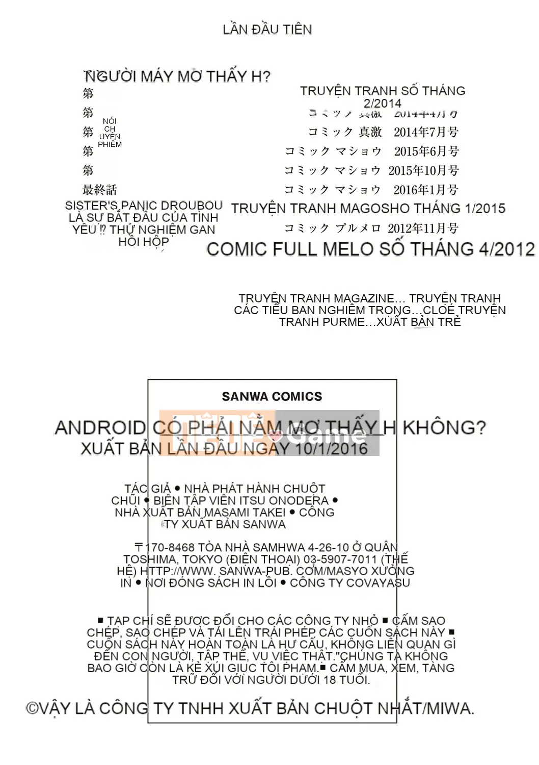 [Sản xuất bởi Kazeyo uuz] [Jakou Nezumi] Android có giấc mơ H không?