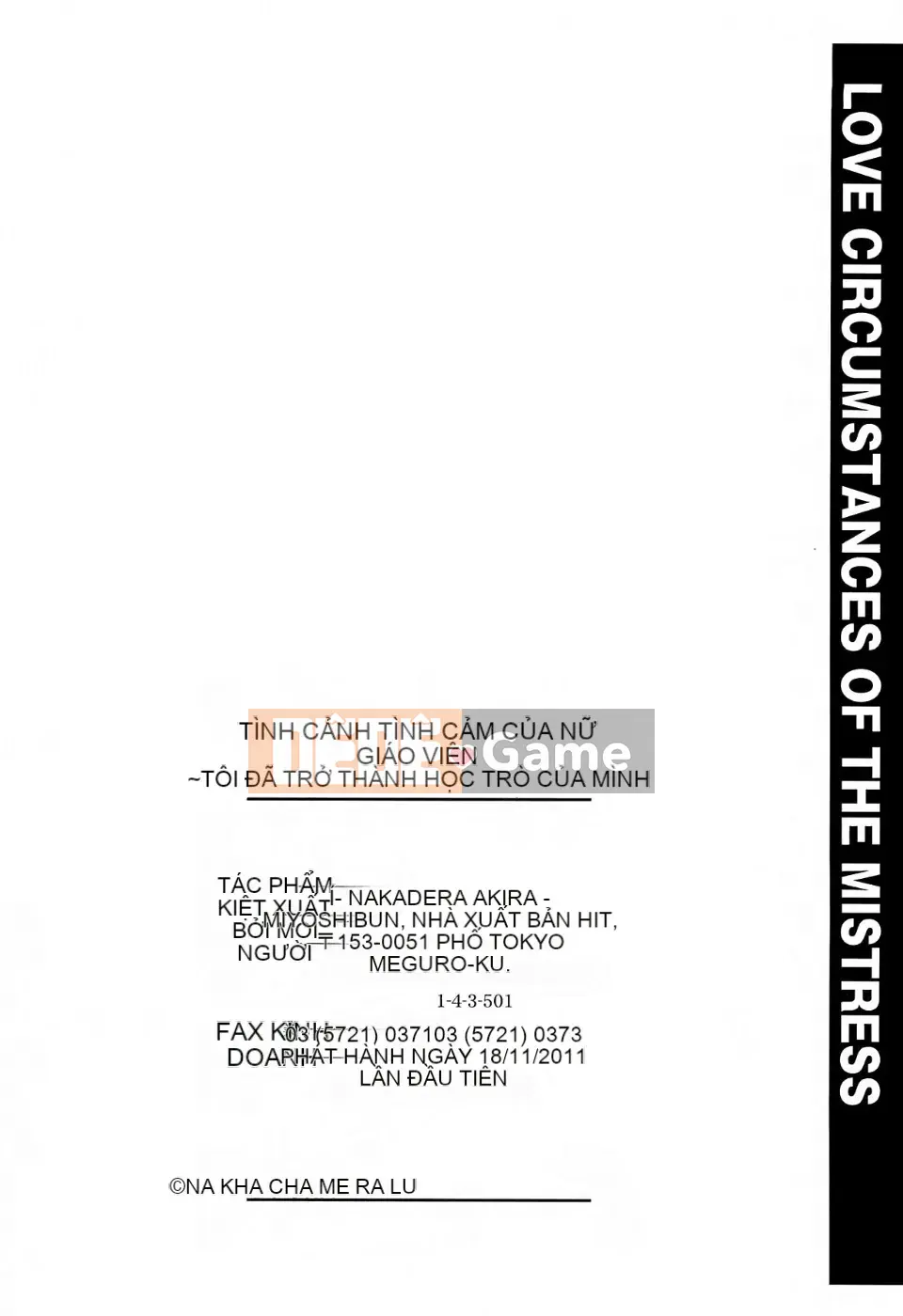 [Akira Nakadera] Tình yêu của giáo viên nữ ~Tôi đã trở thành học sinh~