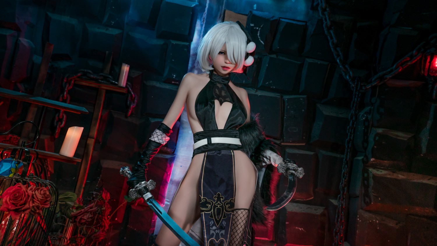 Hornycos - dễ thương 2B cho thấy cơ thể hoàn hảo của cô ấy (Patreon)