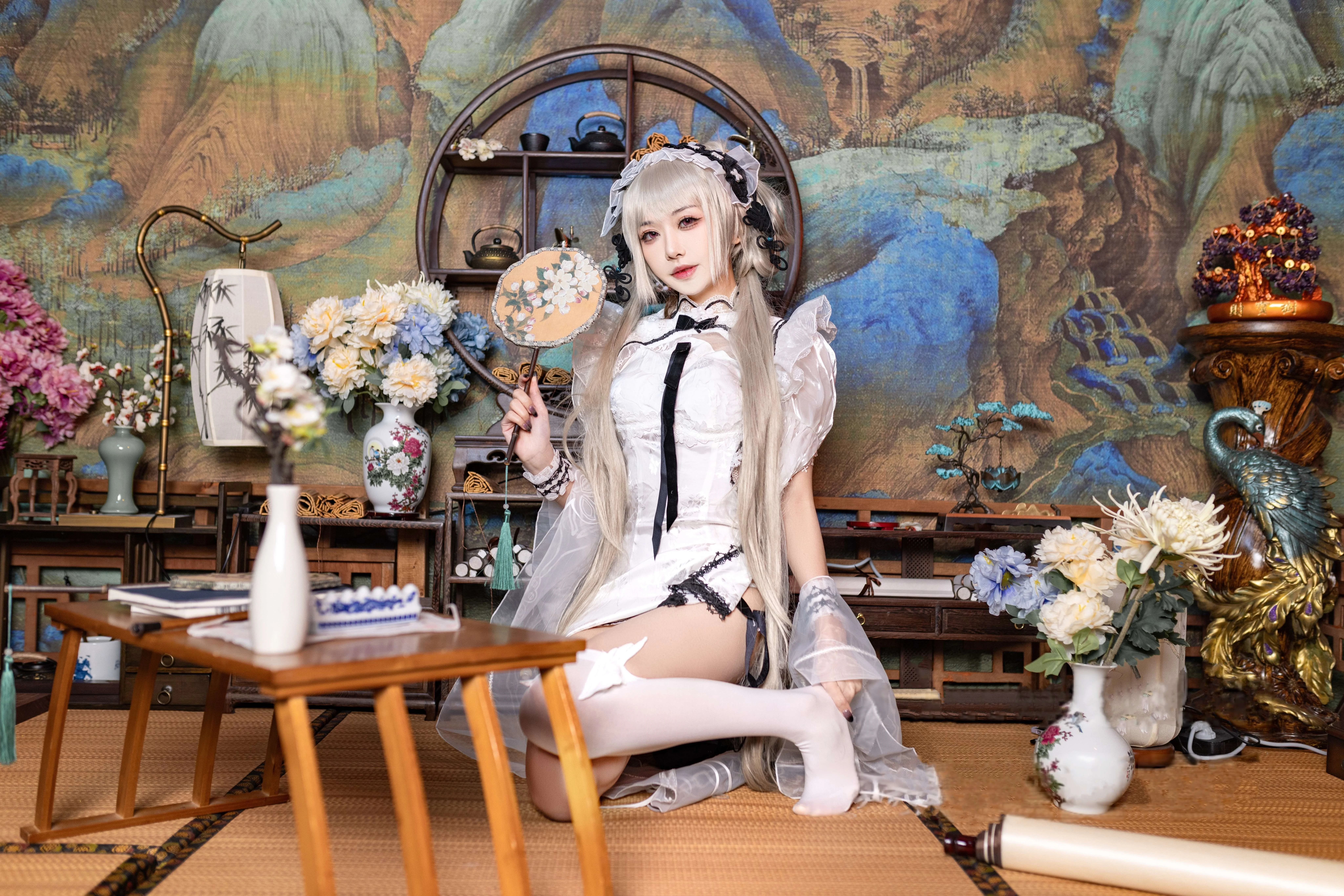 Yuanshaxi Meow Meow Meow - Azure Route tuyệt vời Cheongsam