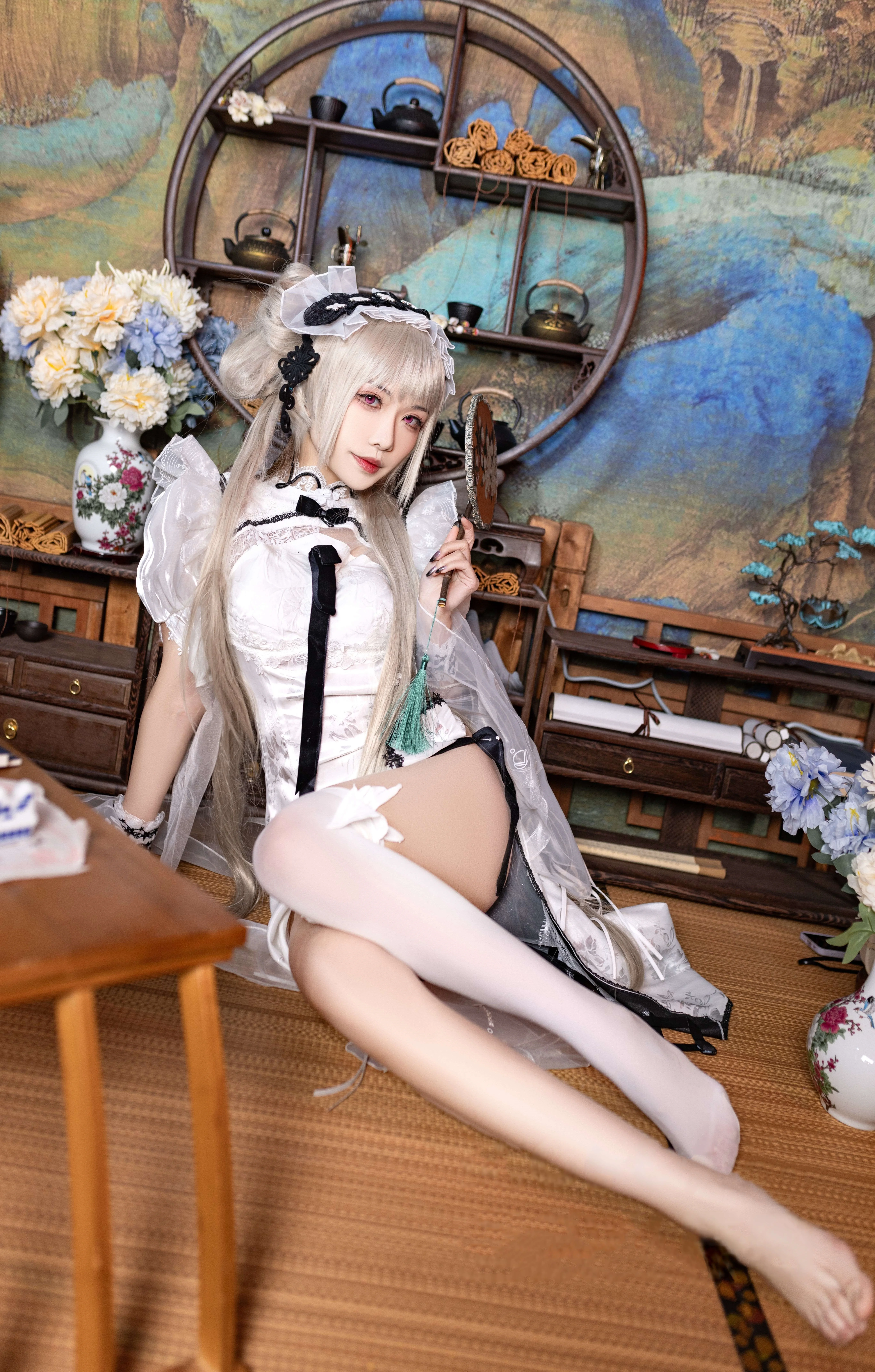 Yuanshaxi Meow Meow Meow - Azure Route tuyệt vời Cheongsam