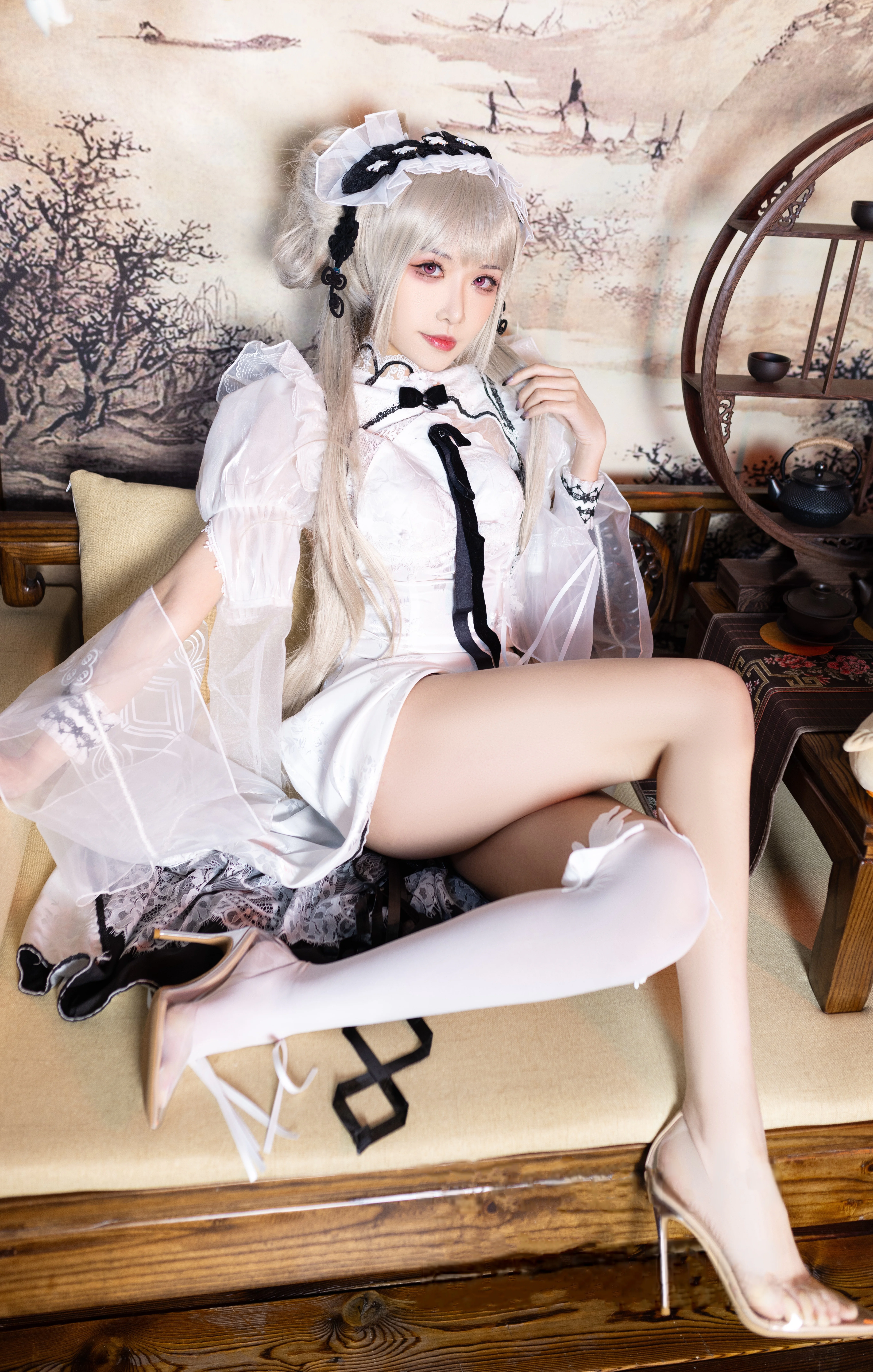 Yuanshaxi Meow Meow Meow - Azure Route tuyệt vời Cheongsam