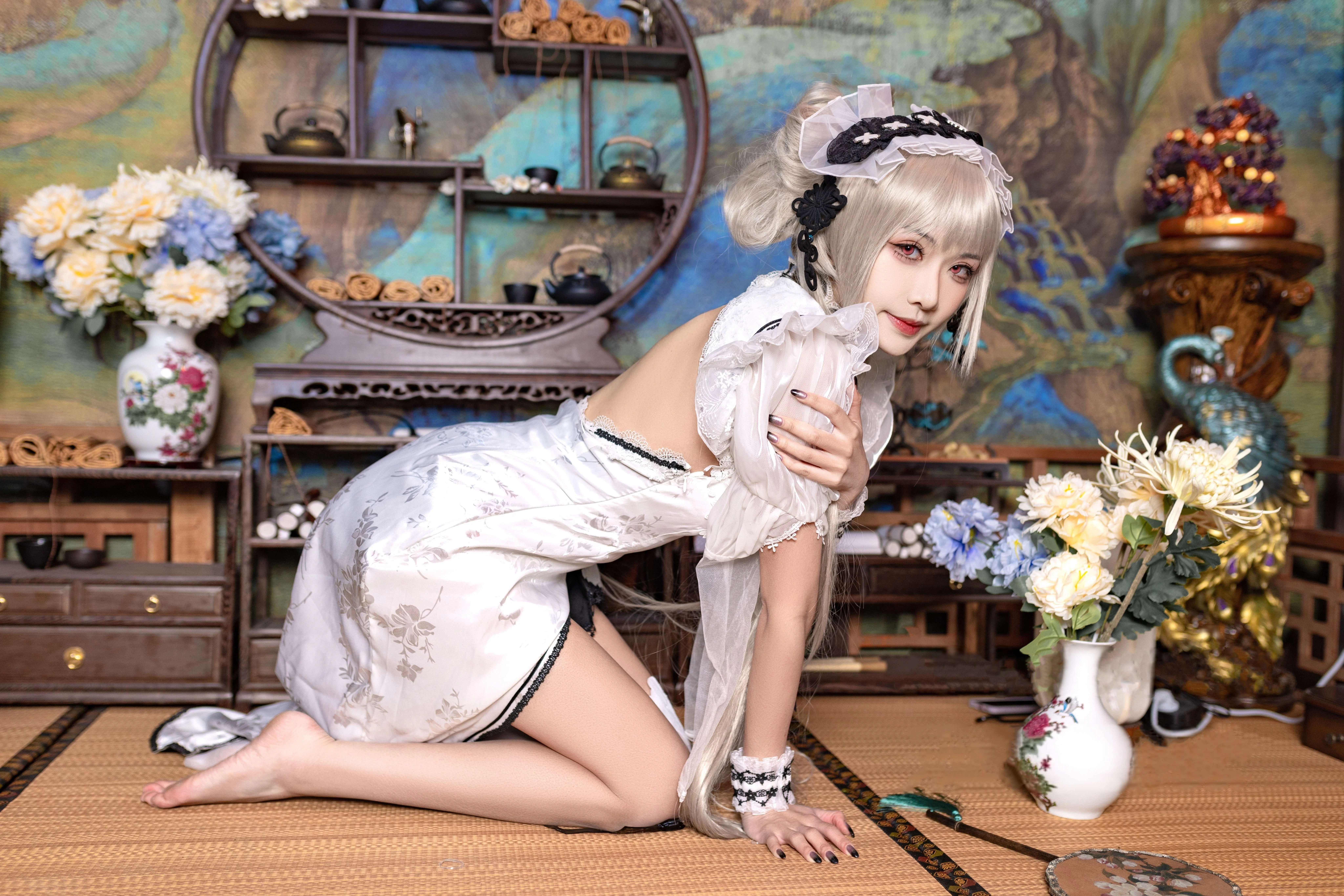 Yuanshaxi Meow Meow Meow - Azure Route tuyệt vời Cheongsam