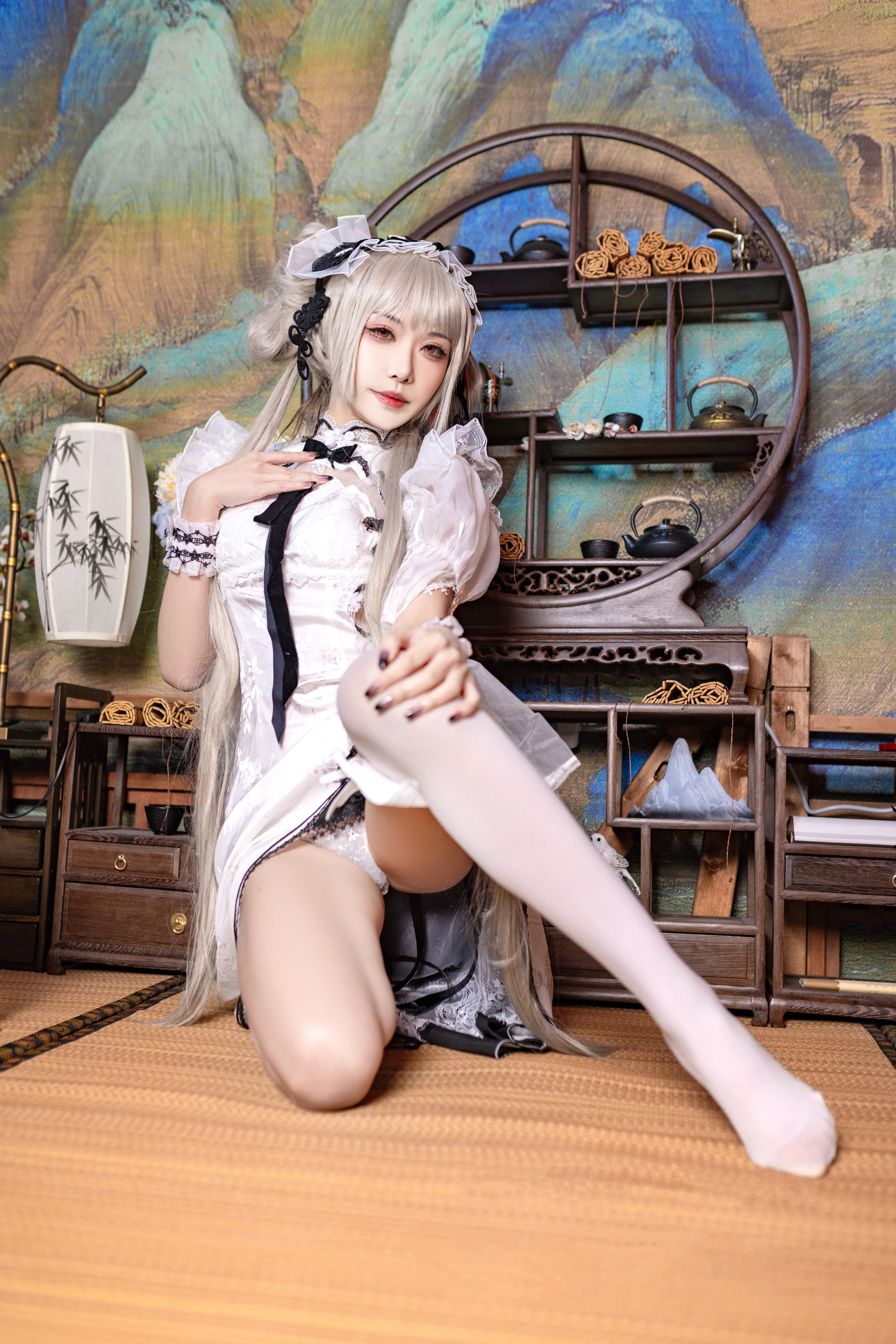 Yuanshaxi Meow Meow Meow - Azure Route tuyệt vời Cheongsam