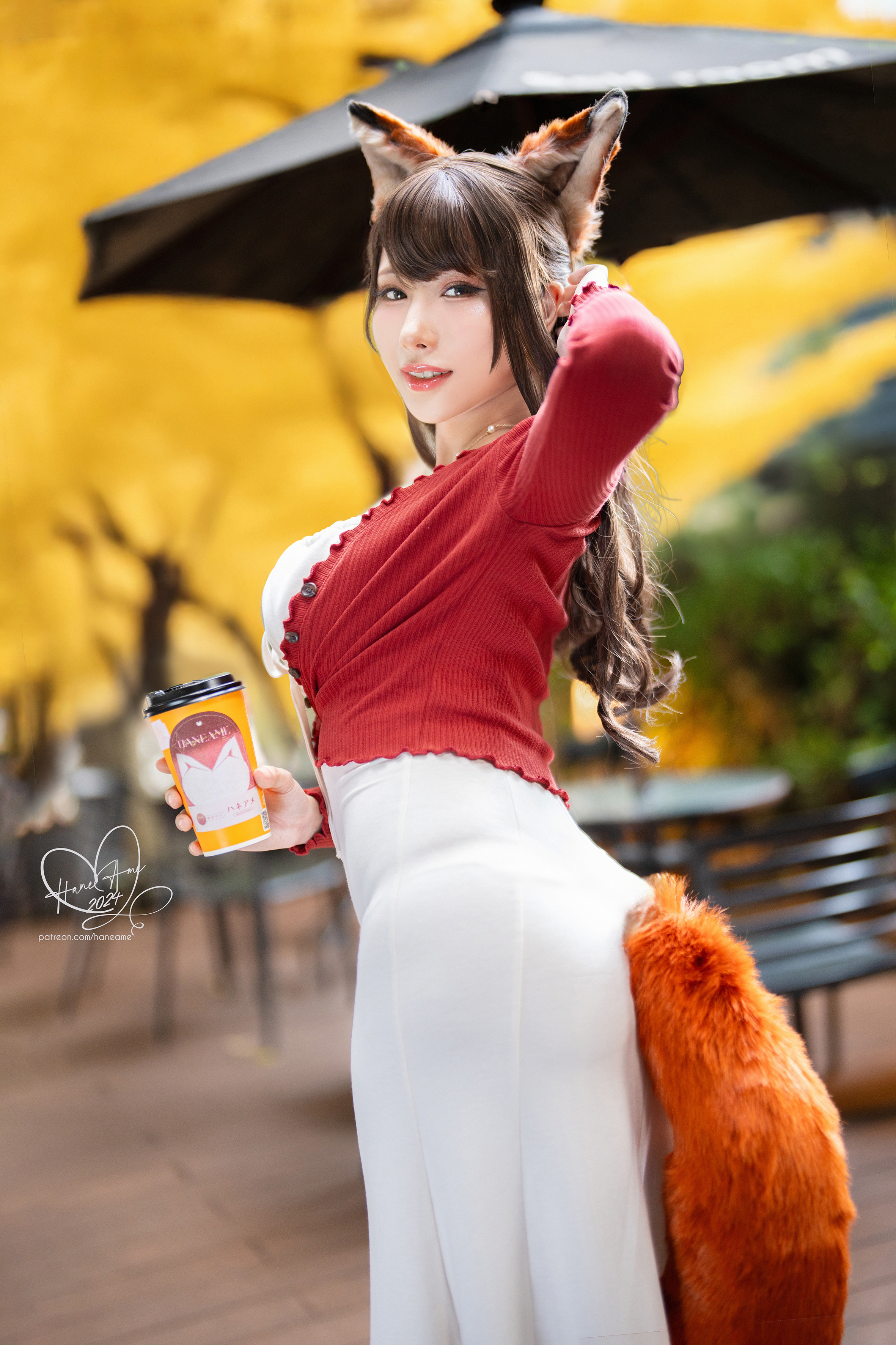 [HANEAME RAIN WAVE] Bản gốc thú cưng bạn gái Autumn Fox Bạn gái cà phê