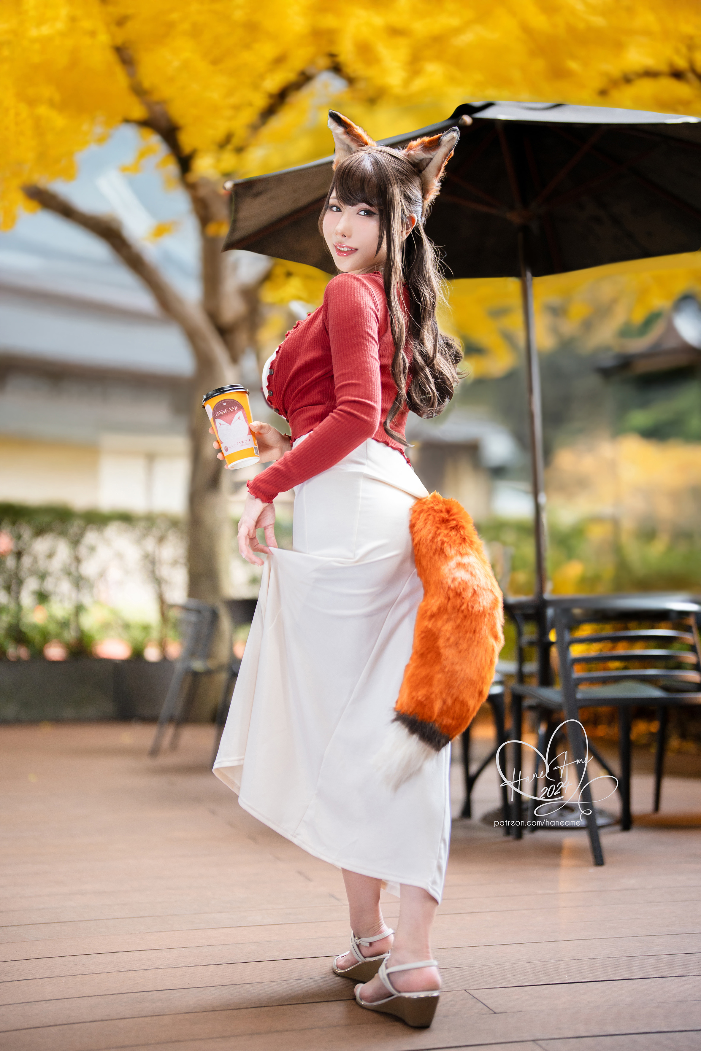 [HANEAME RAIN WAVE] Bản gốc thú cưng bạn gái Autumn Fox Bạn gái cà phê