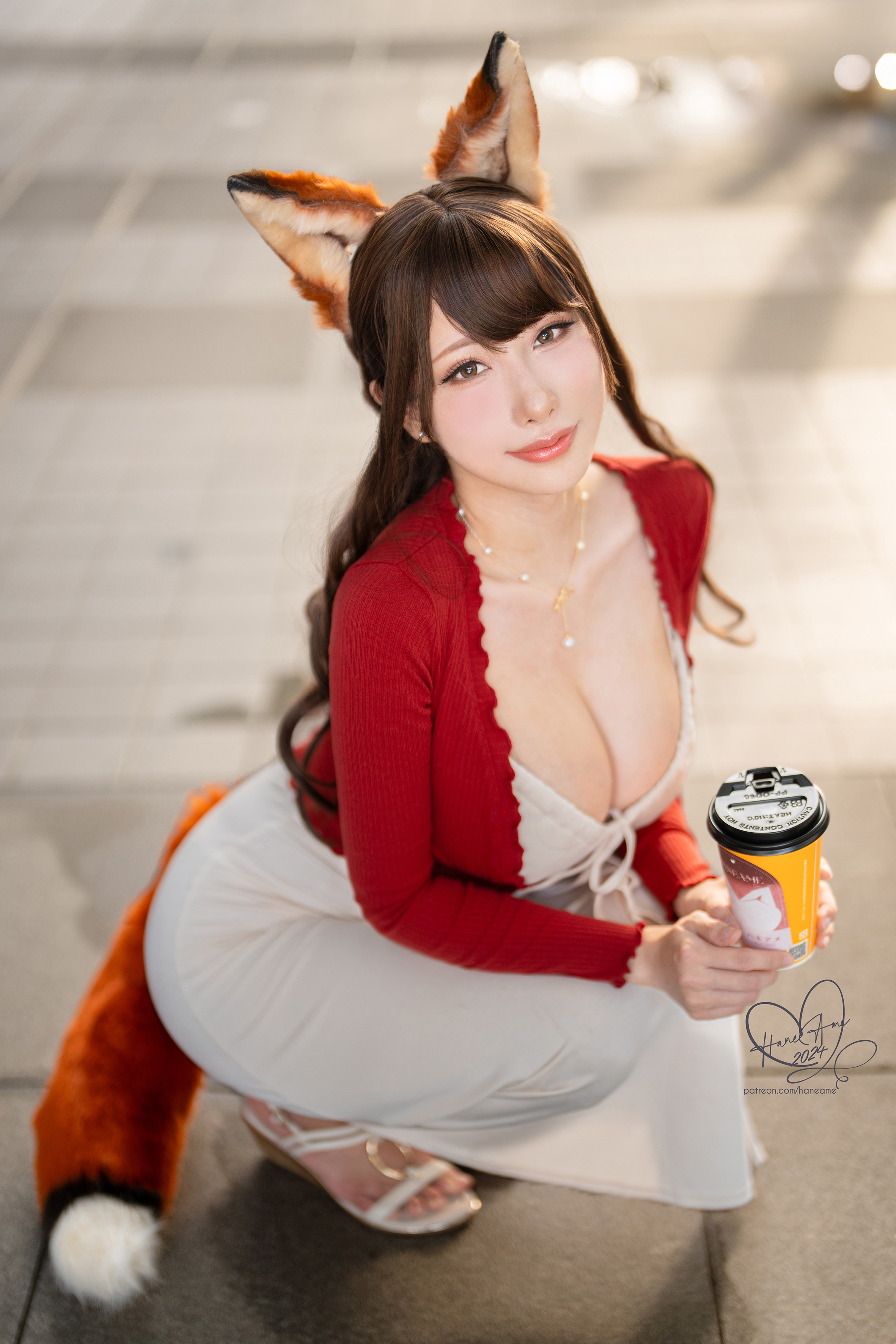 [HANEAME RAIN WAVE] Bản gốc thú cưng bạn gái Autumn Fox Bạn gái cà phê