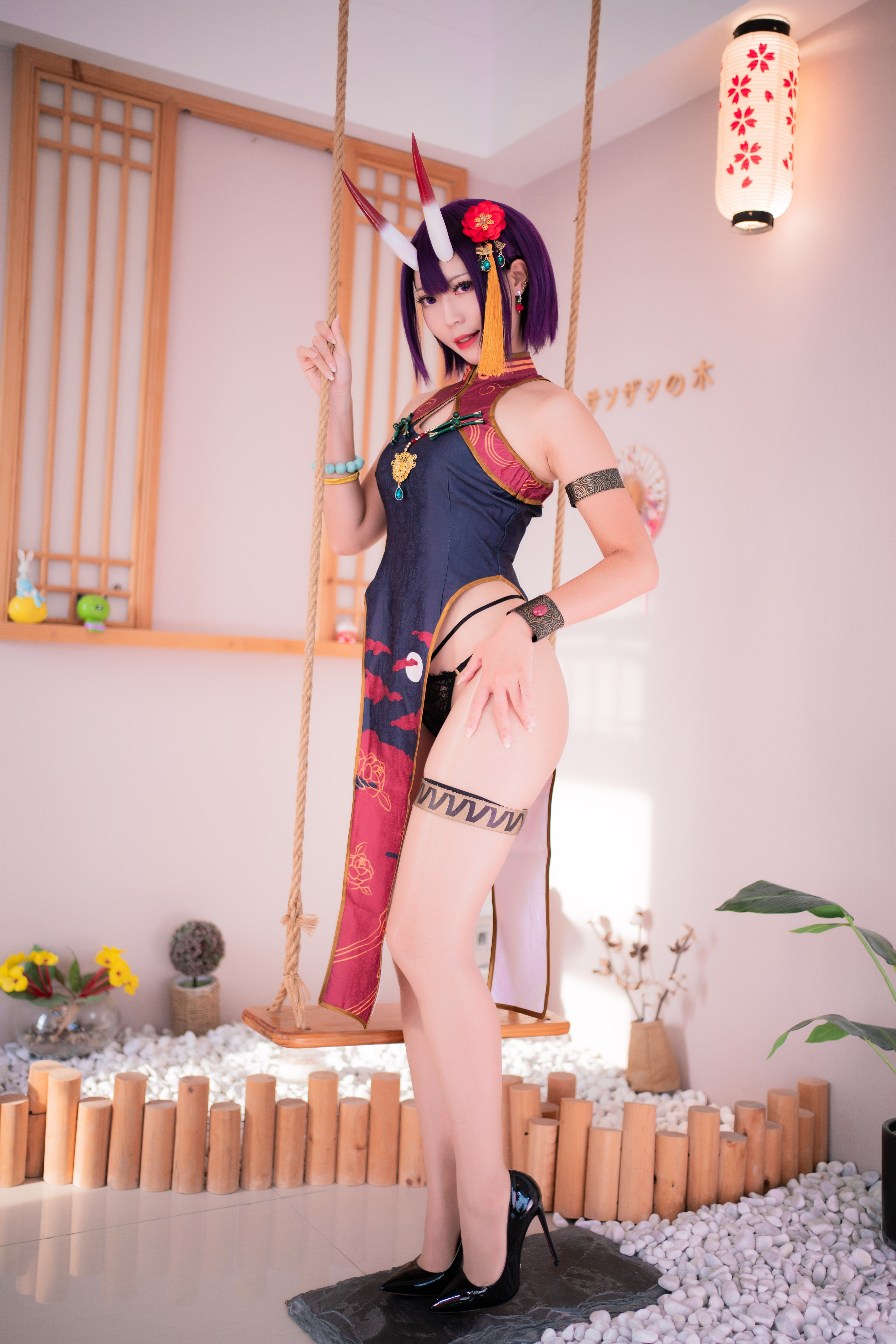 Tiền lạnh số 023 Shuitun High eo Cheongsam
