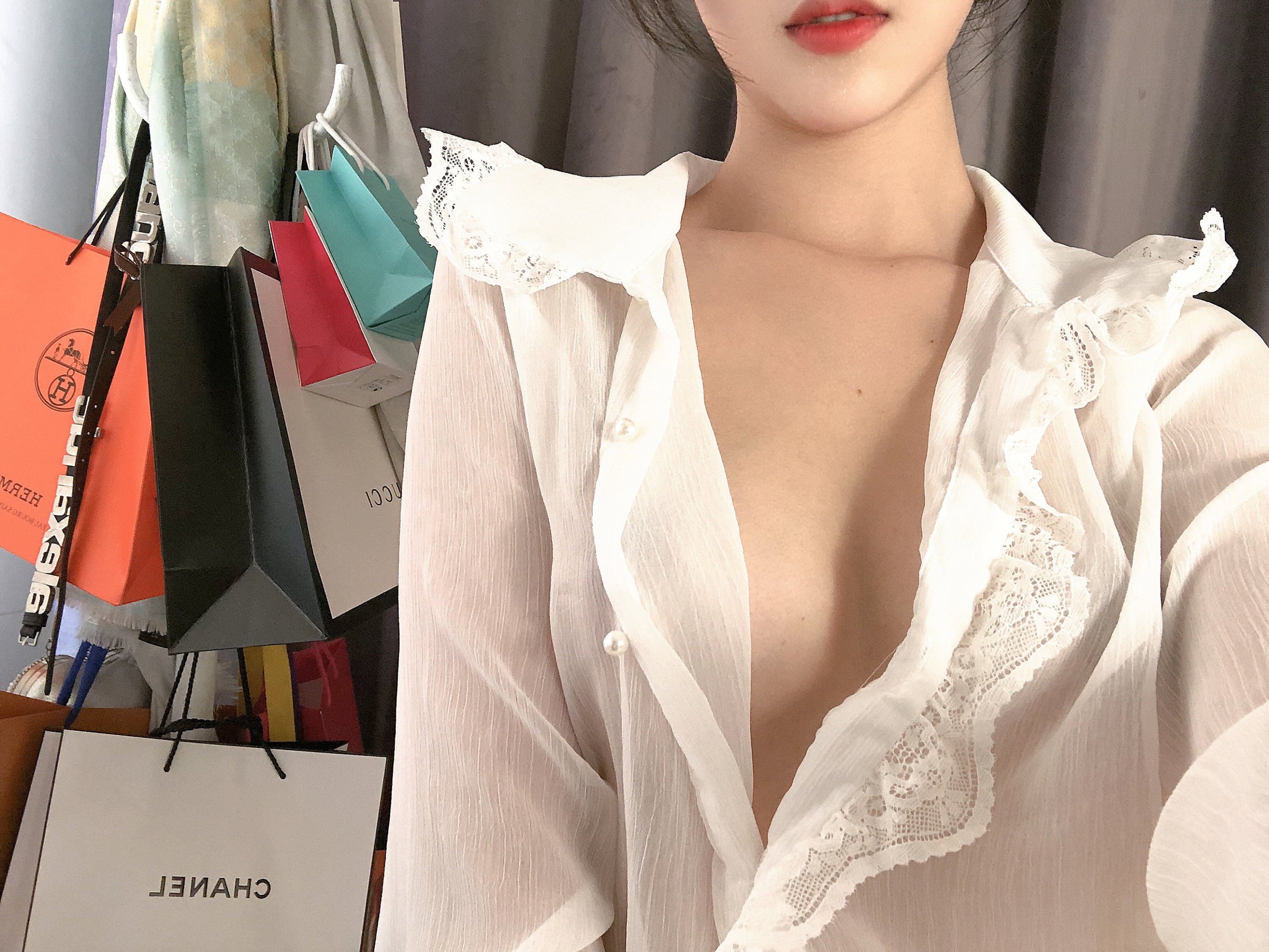 Dou Niang Lishi - Viêm chiffon + đồ lót hoa + ba mảnh tùy chỉnh