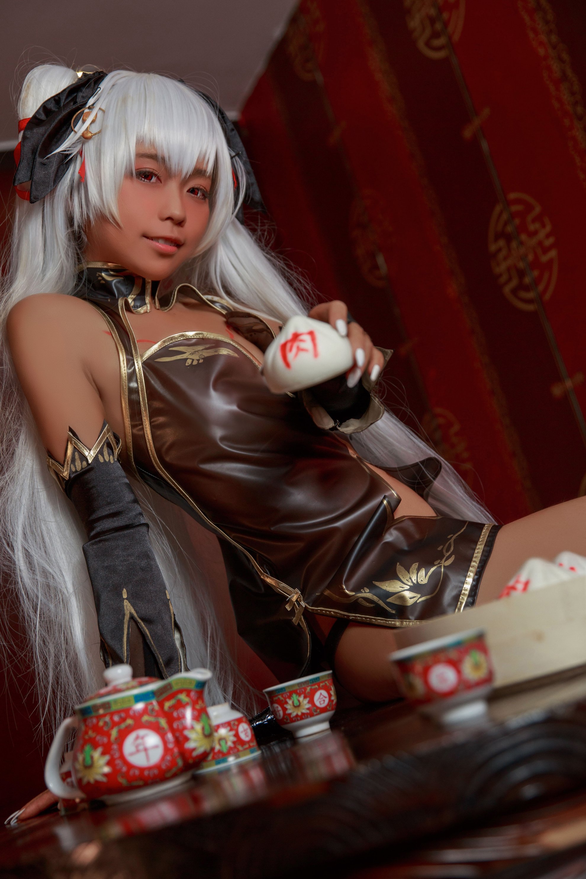 [G44 sẽ không bị thương] Brown Cheongsam