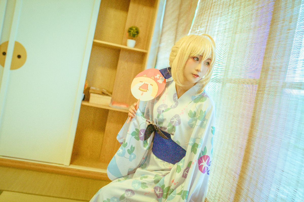 "Fate Grand Order" Saber Summer Kimono C O S P L A Y