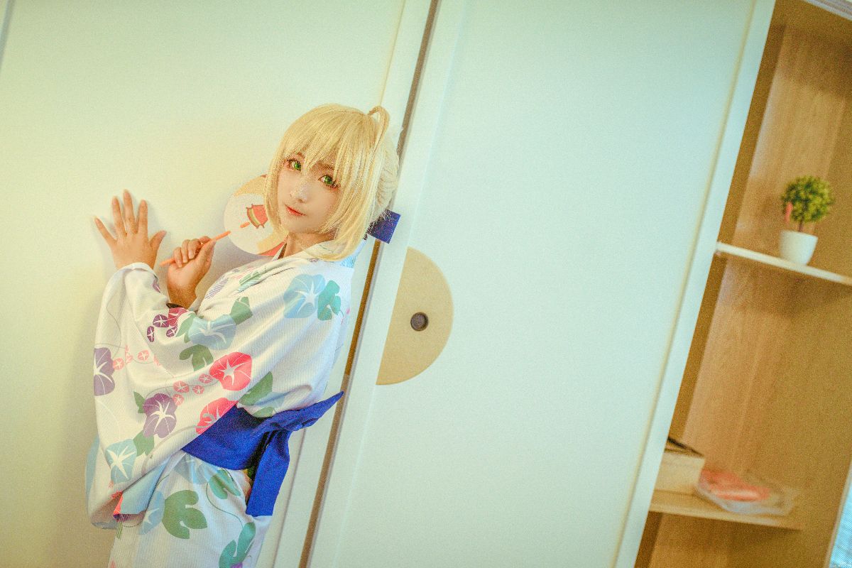 "Fate Grand Order" Saber Summer Kimono C O S P L A Y