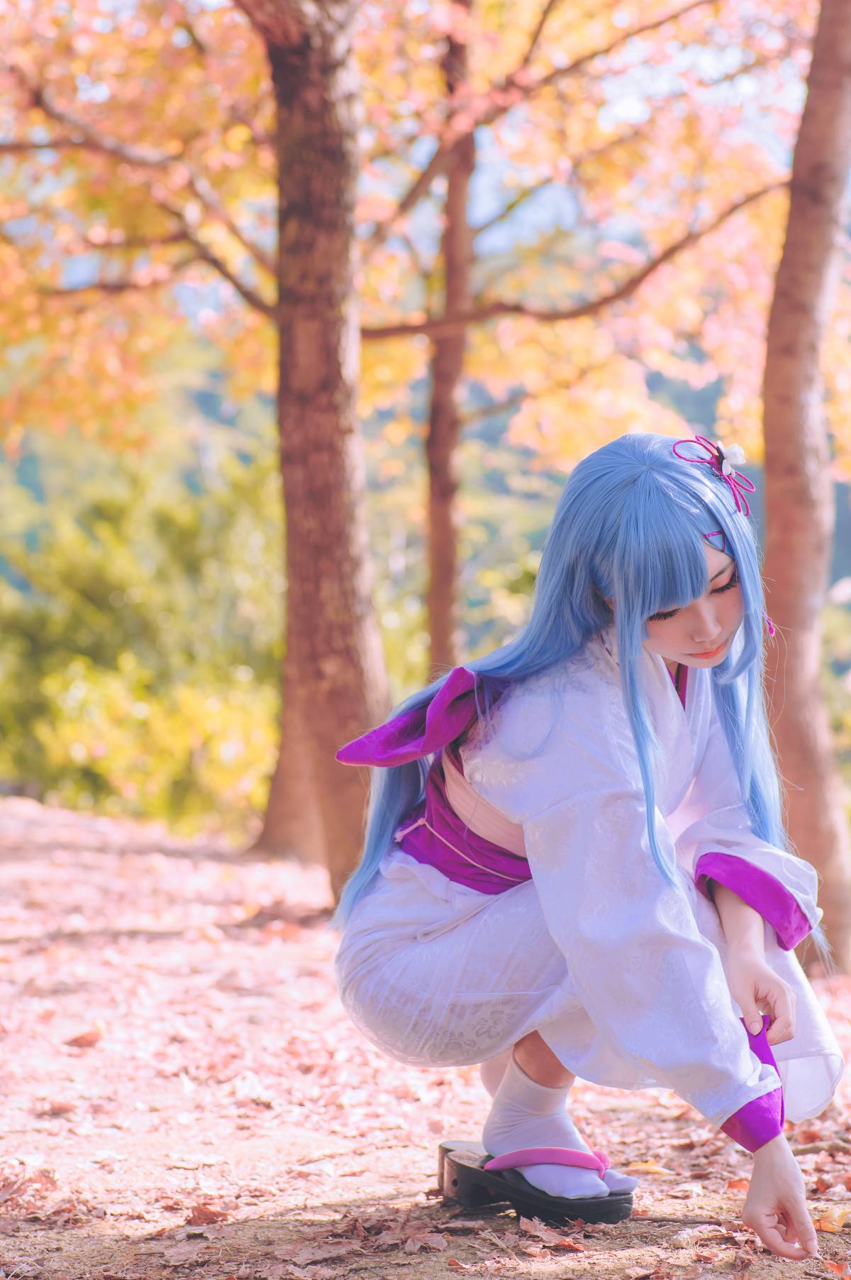 "Cuộc sống ở một thế giới khác từ đầu" tóc dài Rem Kimono c o s p l a y