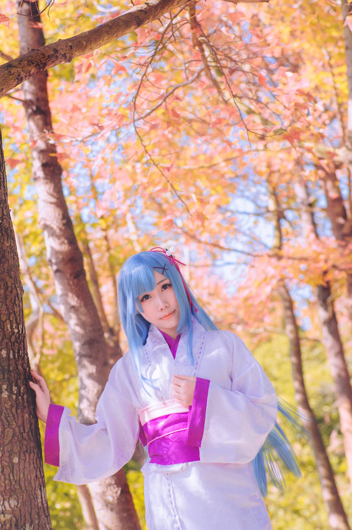 "Cuộc sống ở một thế giới khác từ đầu" tóc dài Rem Kimono c o s p l a y