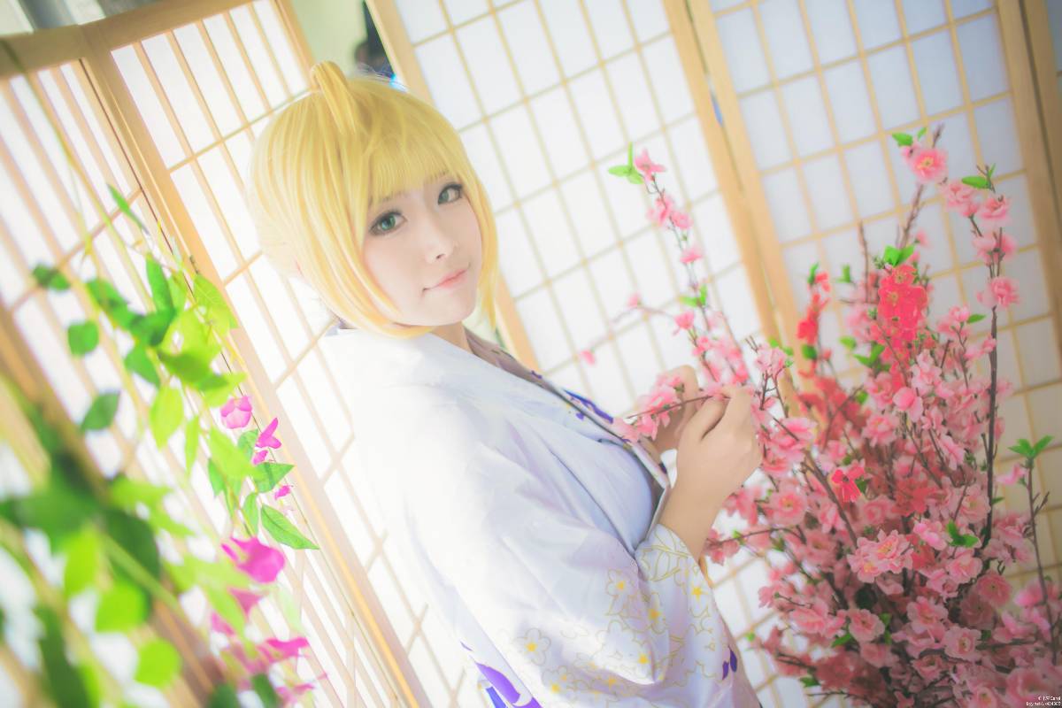 "Night Fatestay Night" Saber Kimono C O S P L A Y