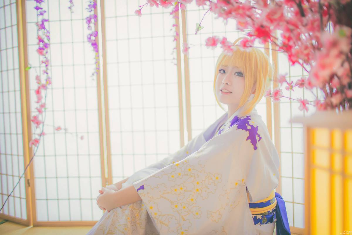 "Night Fatestay Night" Saber Kimono C O S P L A Y
