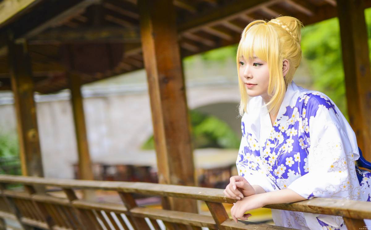 "Night Fatestay Night" Saber Kimono C O S P L A Y