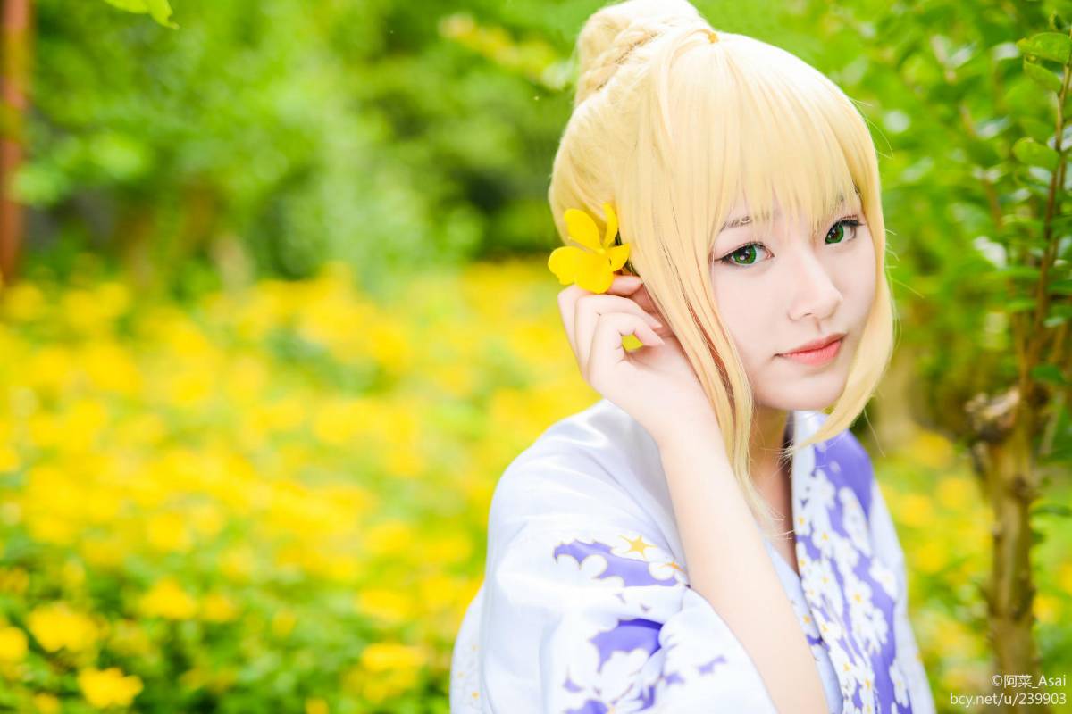 "Night Fatestay Night" Saber Kimono C O S P L A Y