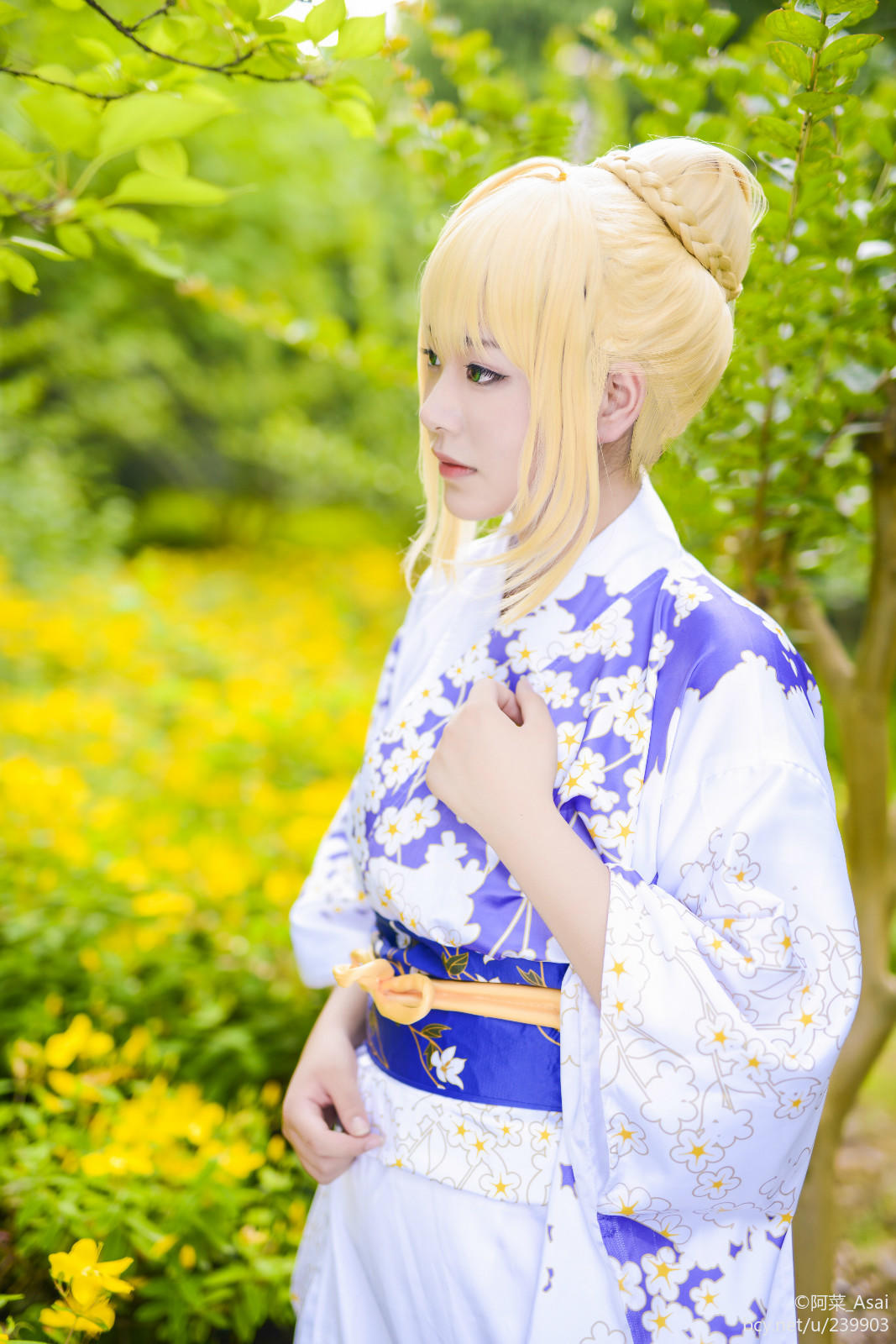 "Night Fatestay Night" Saber Kimono C O S P L A Y