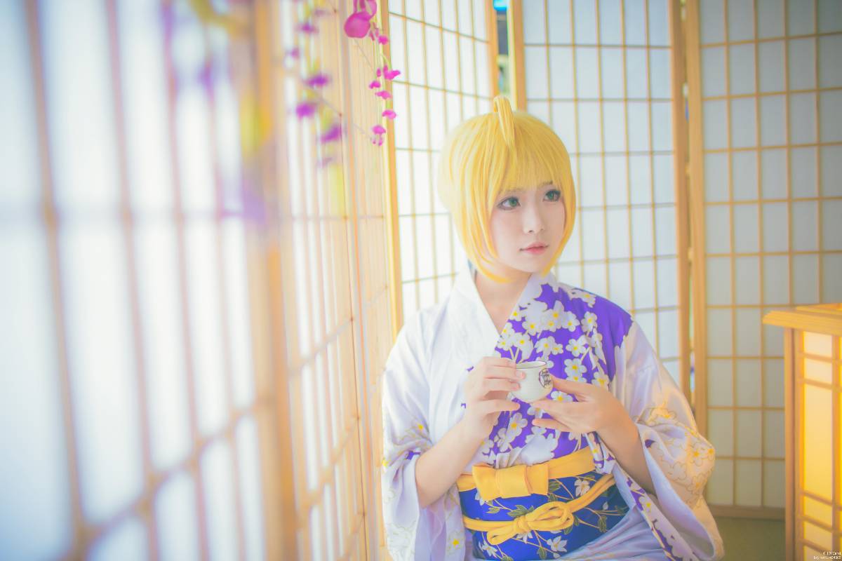 "Night Fatestay Night" Saber Kimono C O S P L A Y