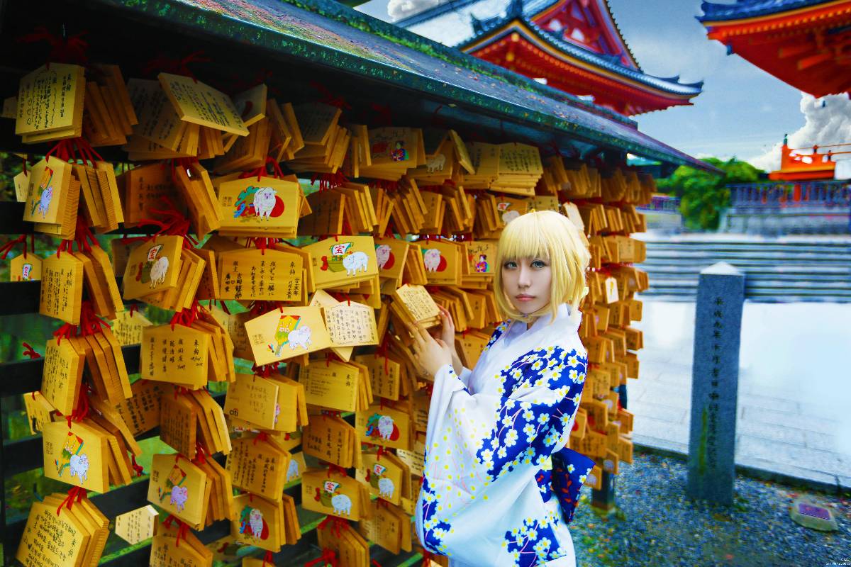 "Night Fatestay Night" Saber Kimono C O S P L A Y