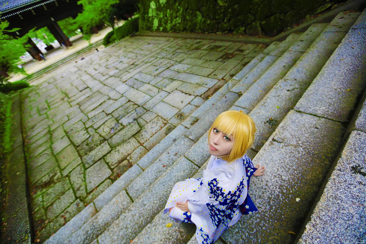 "Night Fatestay Night" Saber Kimono C O S P L A Y