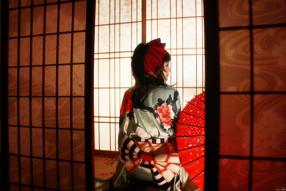 "Số phận dài đêm ubw" Tosaka rin Kimono c o s p l a y