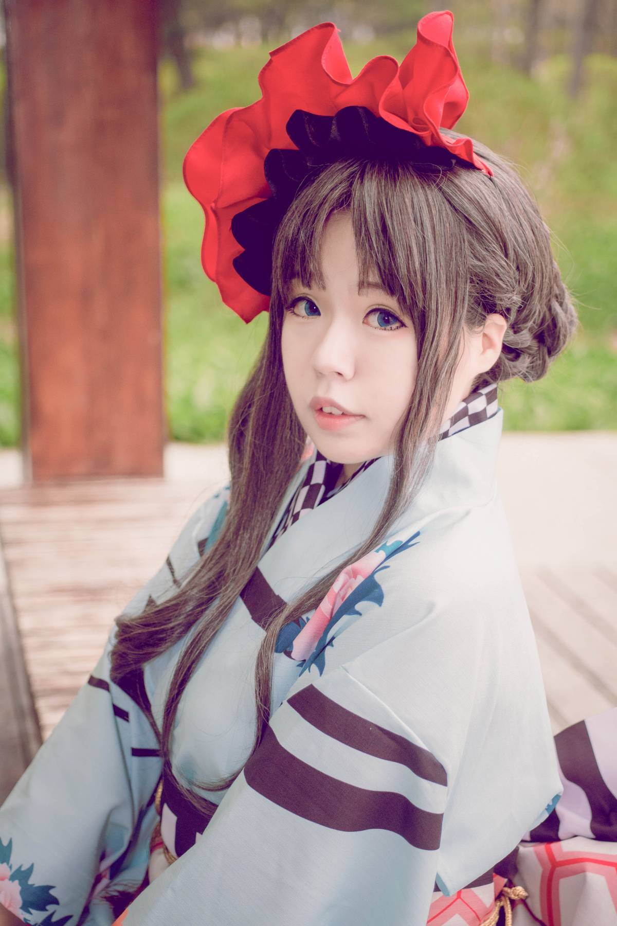 "Số phận dài đêm ubw" Tosaka rin Kimono c o s p l a y