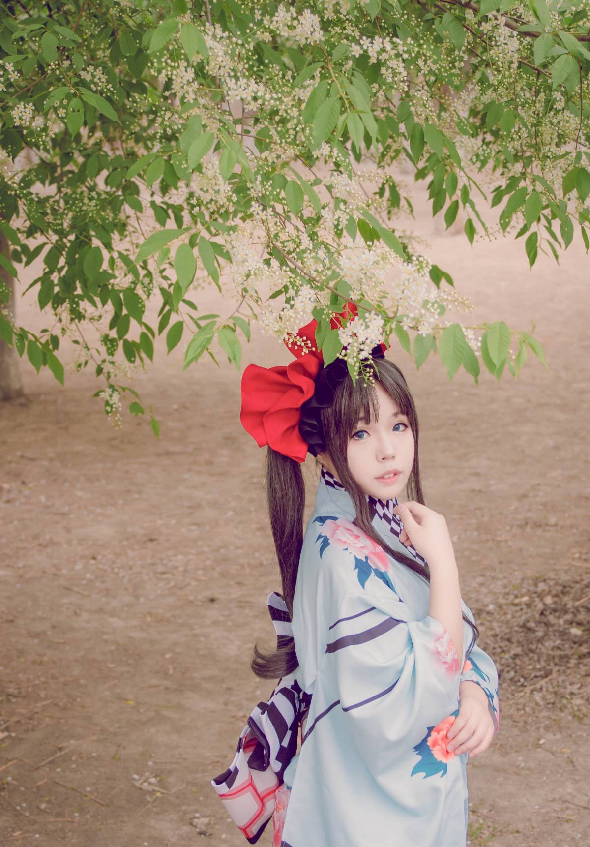 "Số phận dài đêm ubw" Tosaka rin Kimono c o s p l a y