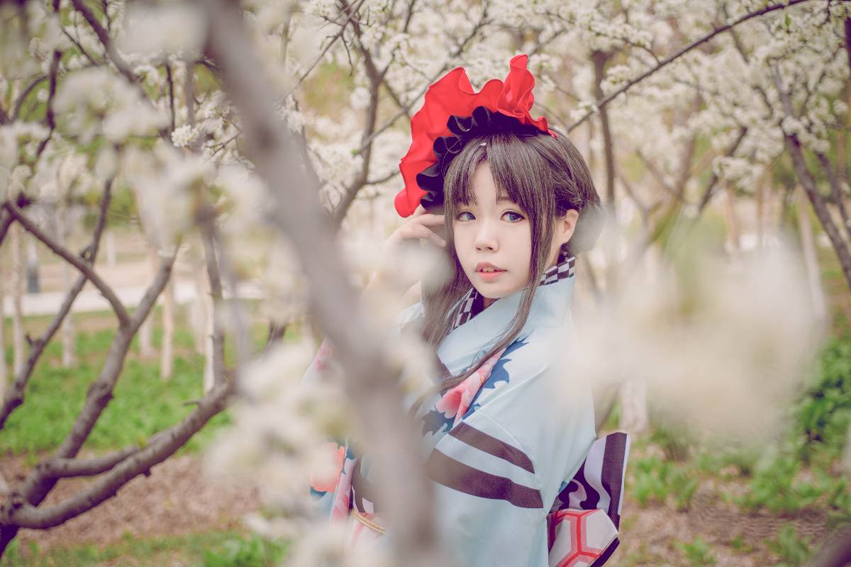 "Số phận dài đêm ubw" Tosaka rin Kimono c o s p l a y
