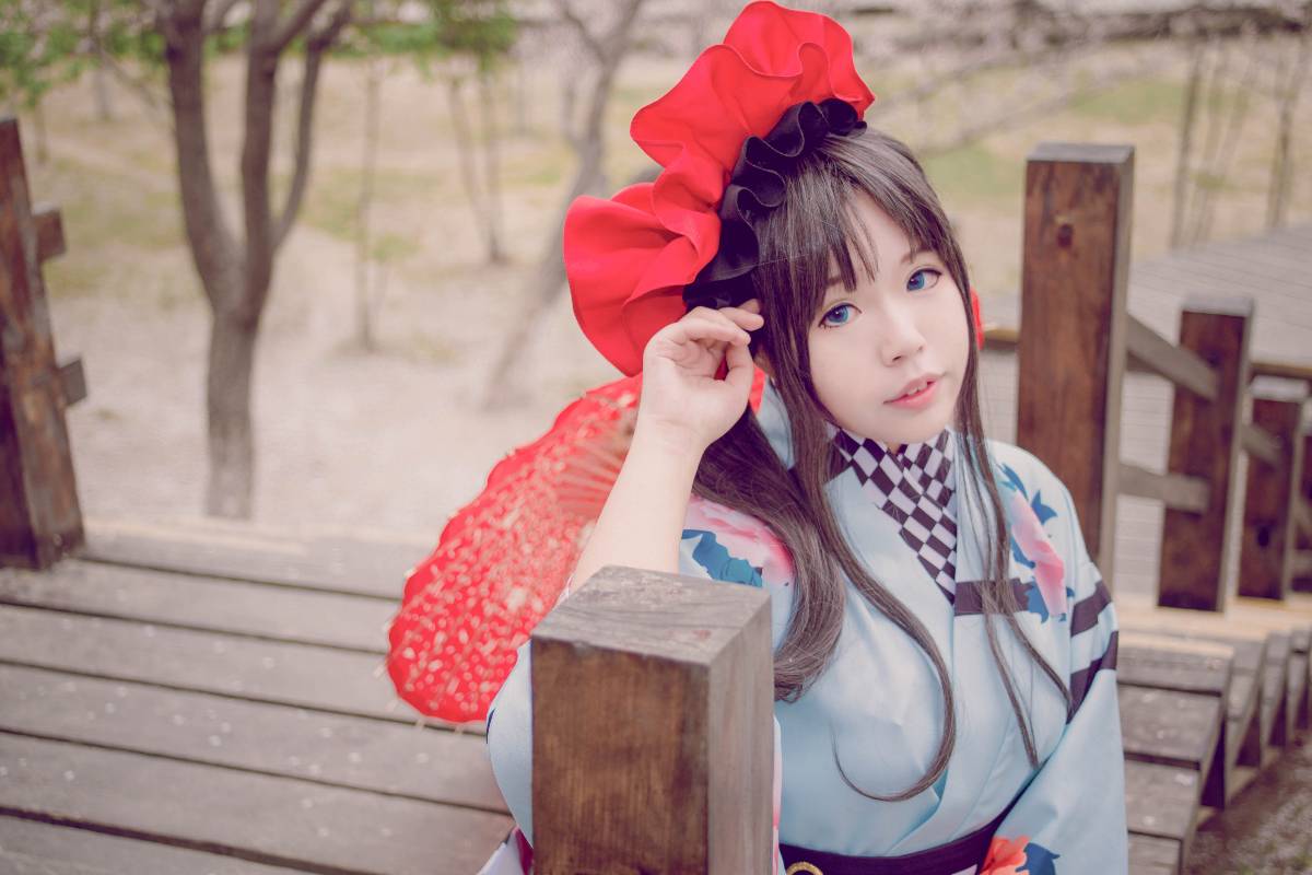 "Số phận dài đêm ubw" Tosaka rin Kimono c o s p l a y