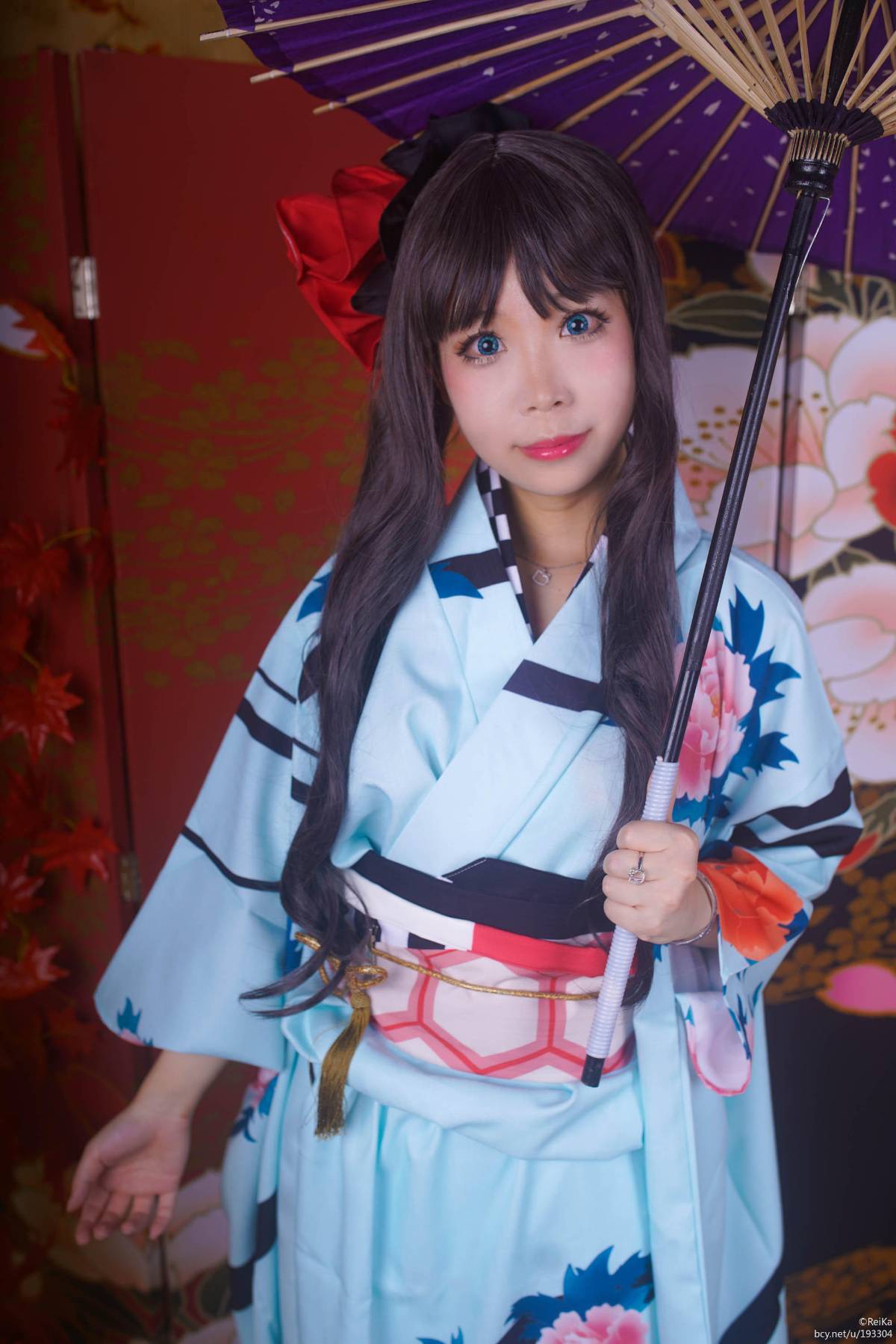 "Số phận dài đêm ubw" Tosaka rin Kimono c o s p l a y