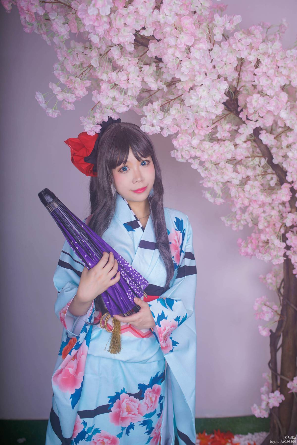 "Số phận dài đêm ubw" Tosaka rin Kimono c o s p l a y