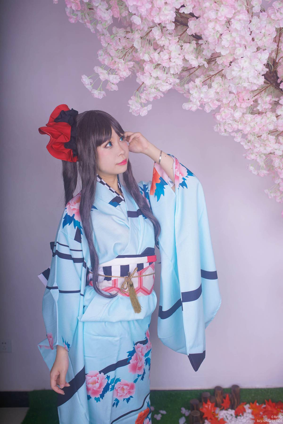 "Số phận dài đêm ubw" Tosaka rin Kimono c o s p l a y
