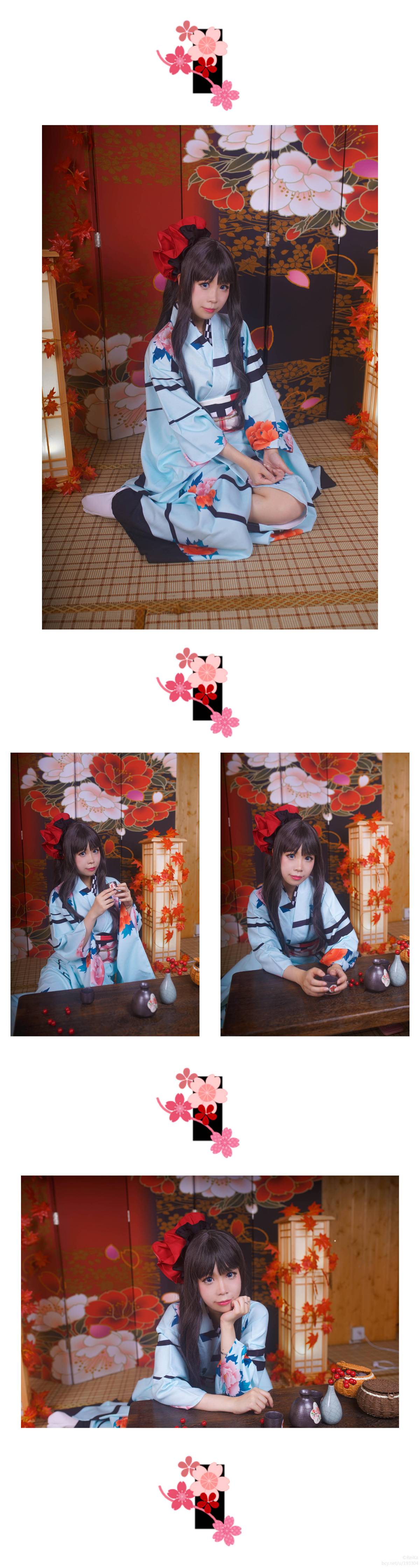 "Số phận dài đêm ubw" Tosaka rin Kimono c o s p l a y