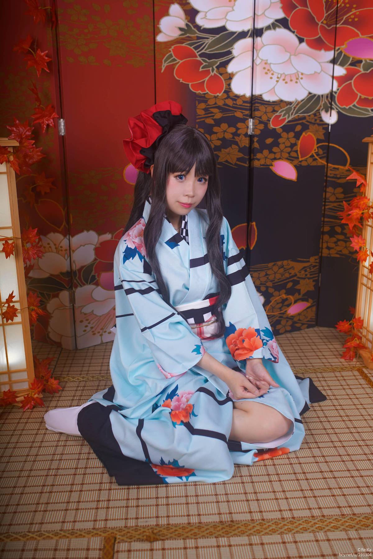 "Số phận dài đêm ubw" Tosaka rin Kimono c o s p l a y