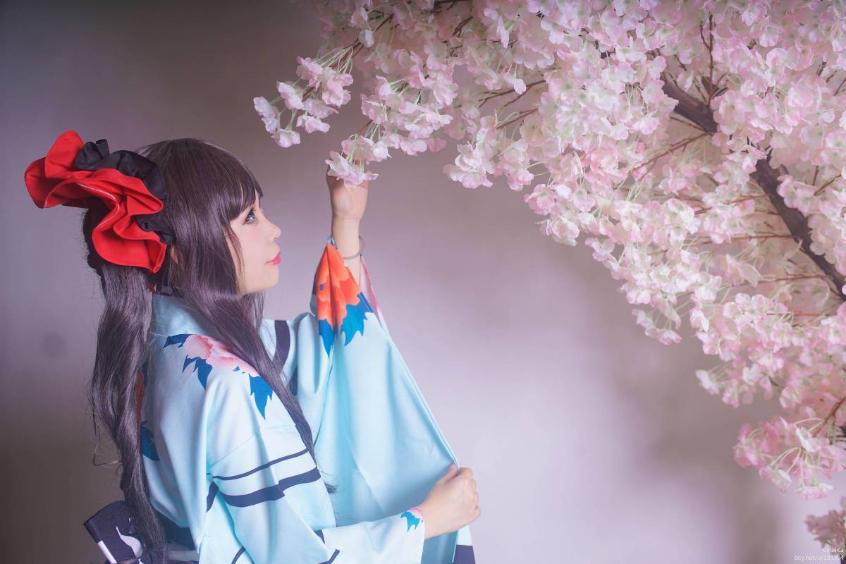 "Số phận dài đêm ubw" Tosaka rin Kimono c o s p l a y