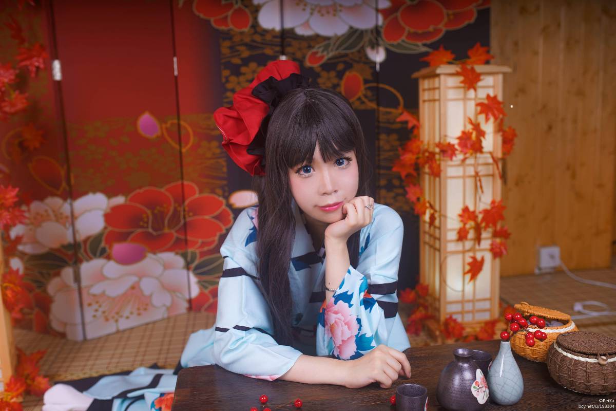 "Số phận dài đêm ubw" Tosaka rin Kimono c o s p l a y