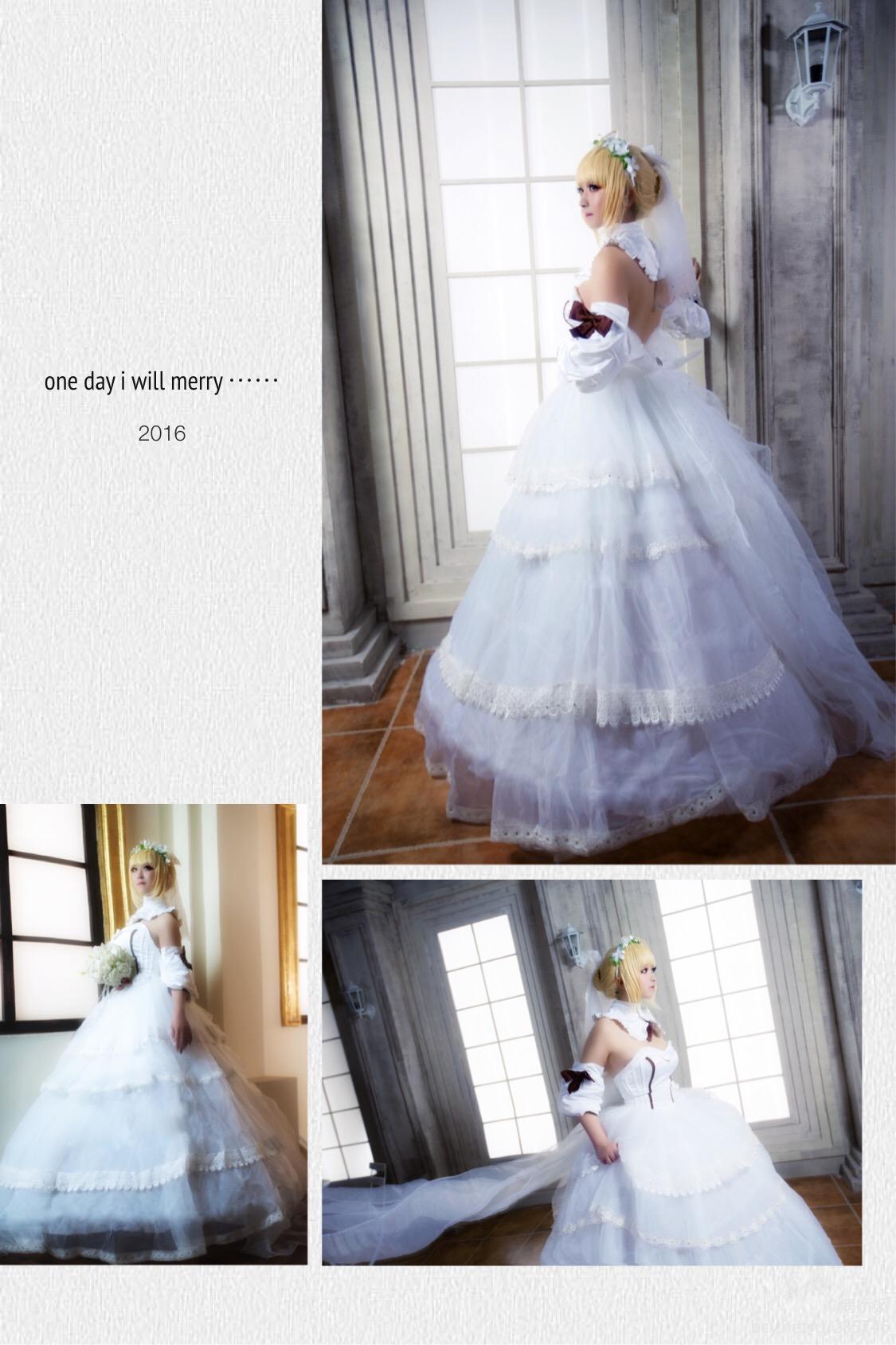 "Fate Stay Night" Saber Lily Fan Wedding Cosplay