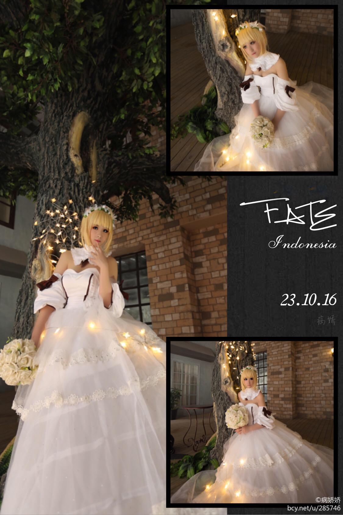 "Fate Stay Night" Saber Lily Fan Wedding Cosplay
