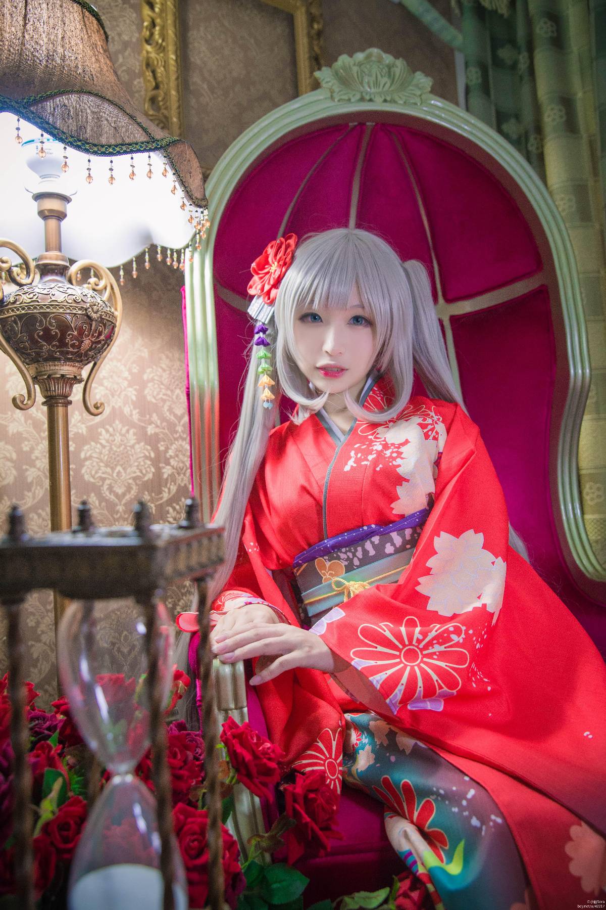 "Fate Grand Order" Marie Antoinette Nhật Bản kimono c o s p l a y