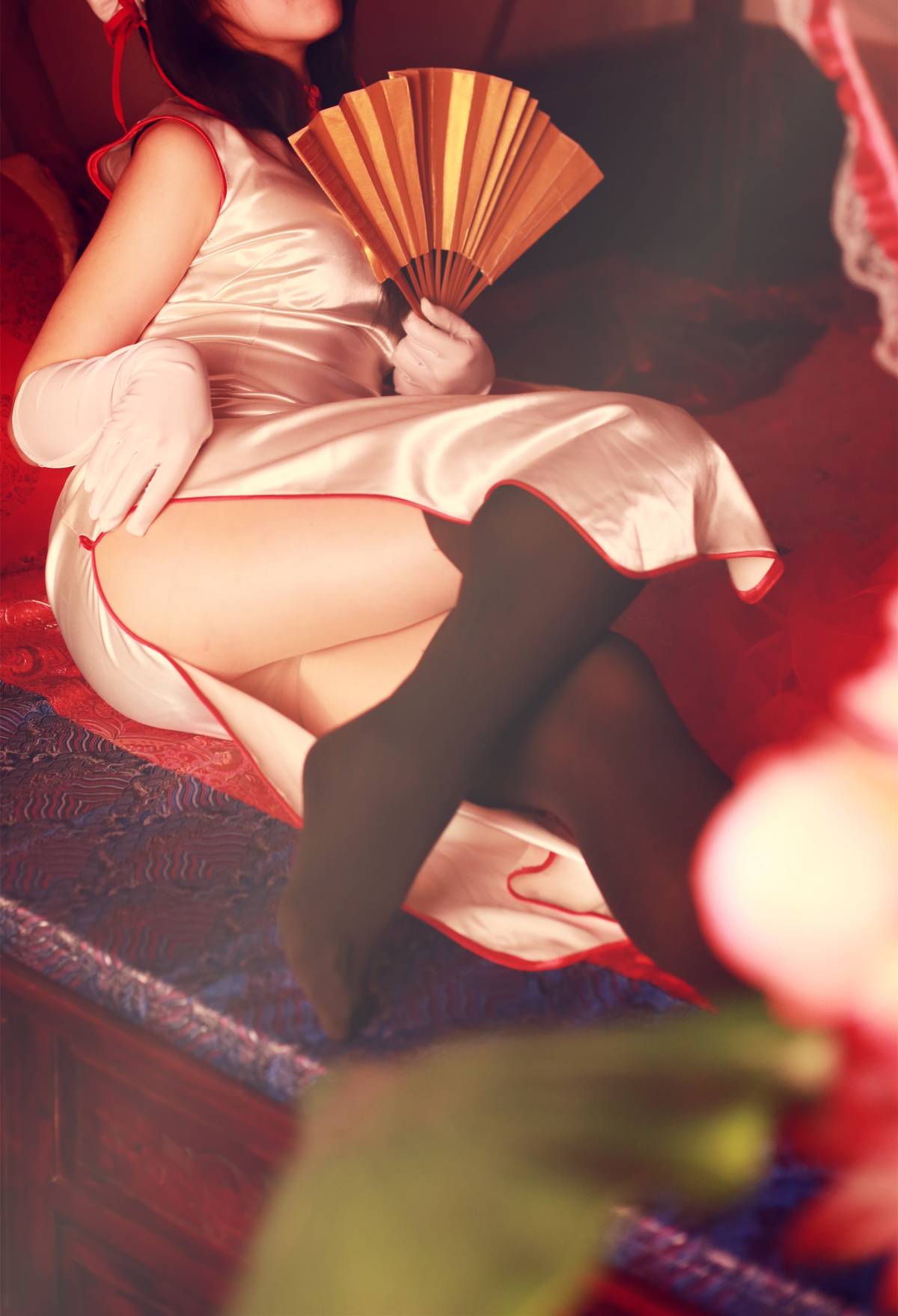 "Trận chiến ngày" Tokizaki Kuromimi Miku White Year Mới Cheongsam C o s p l a y