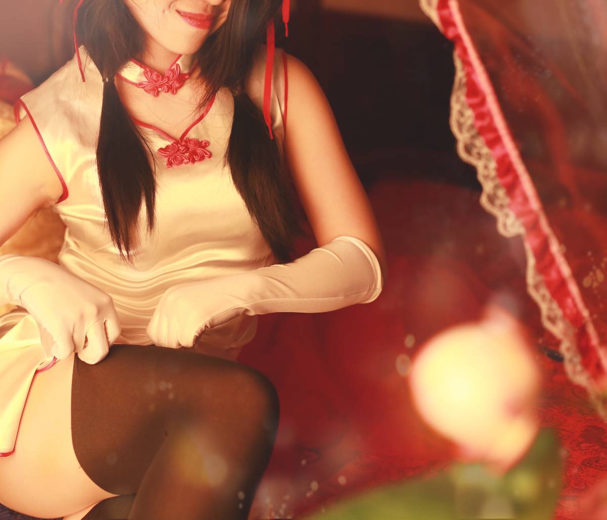 "Trận chiến ngày" Tokizaki Kuromimi Miku White Year Mới Cheongsam C o s p l a y