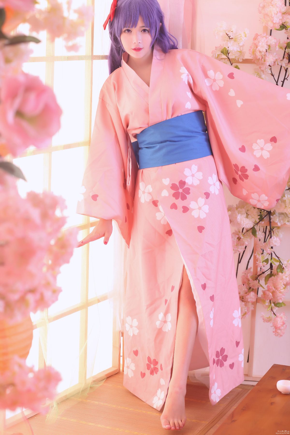 "Fate Stay Night" Matsuki Sakura Sakura màu Yukata Kimono C O S P L A Y