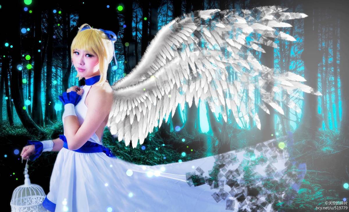 "Fate Grand Order" Saber Minh họa trang phục thiên thần c o s p l a y