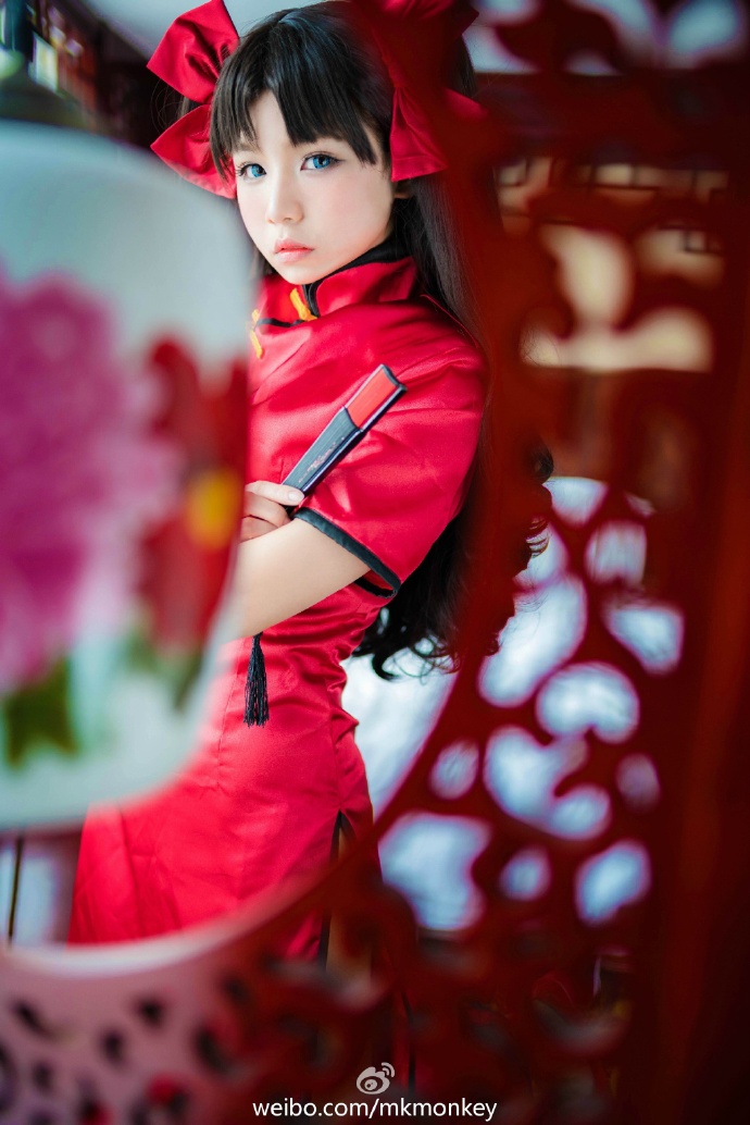 "Đêm béo" Tosaka rin ngày Valentine Red Cheongsam