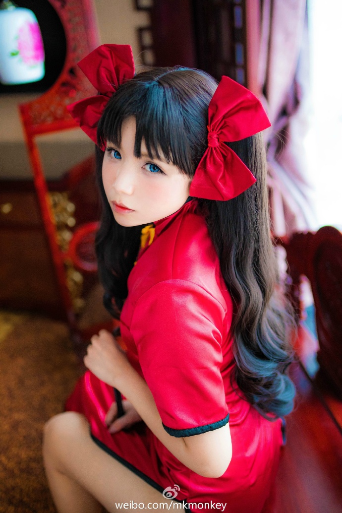 "Đêm béo" Tosaka rin ngày Valentine Red Cheongsam
