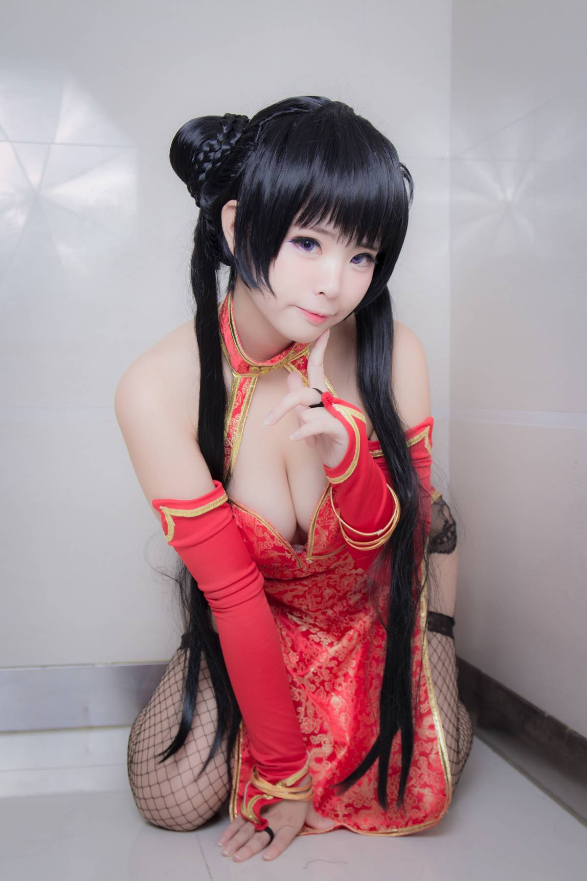 "Tranh tay Fukasaki Muren" Dongyue Jasmine Red Cheongsam Hình C O S P L A Y