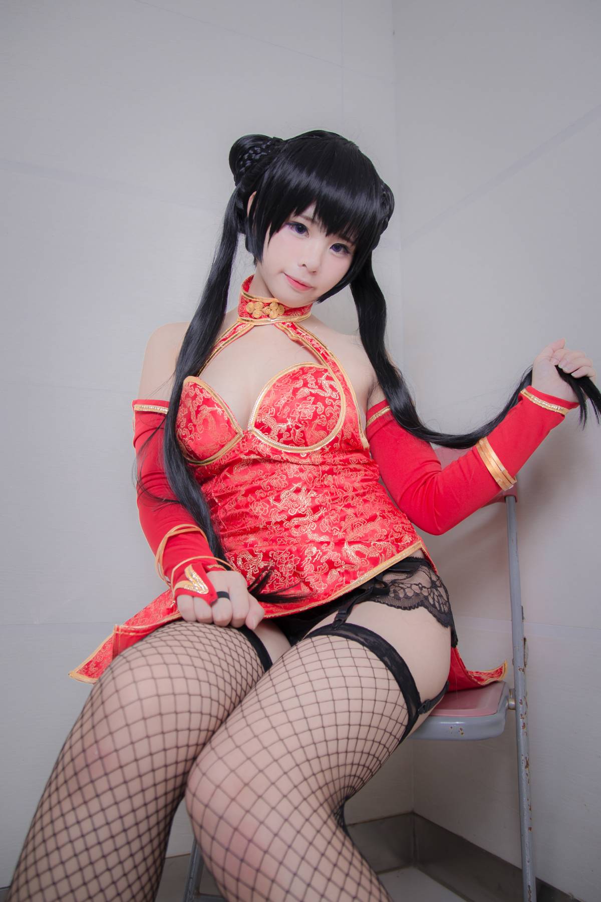 "Tranh tay Fukasaki Muren" Dongyue Jasmine Red Cheongsam Hình C O S P L A Y